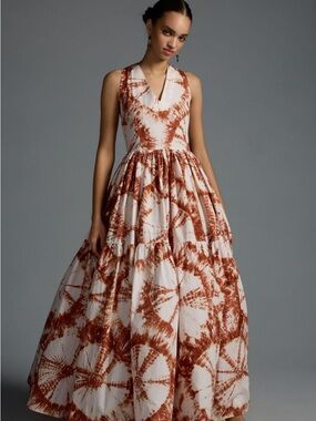 NWT Anthropologie S/W/F V-neck Maxi Shibori Tie Dye Resort Cutout Dress S $409